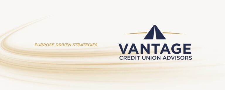 Vantage Credit Union Advisors logo with tagline Purpose Driven Strategies on a clean ivory and gold background