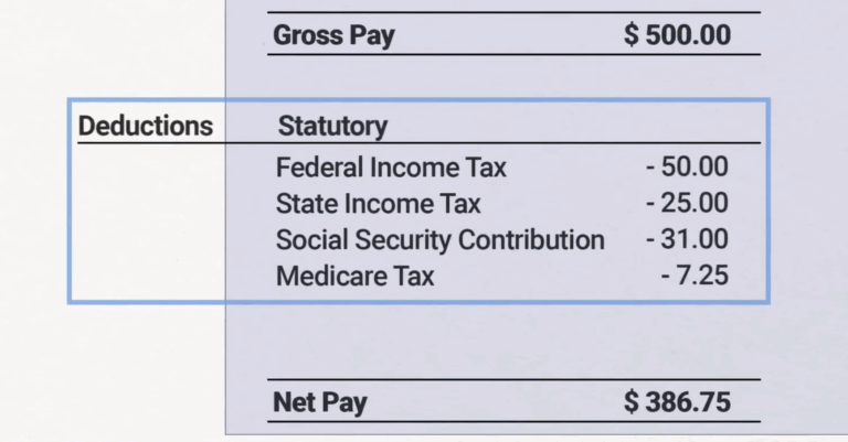 Ava's first paycheck's deductions.